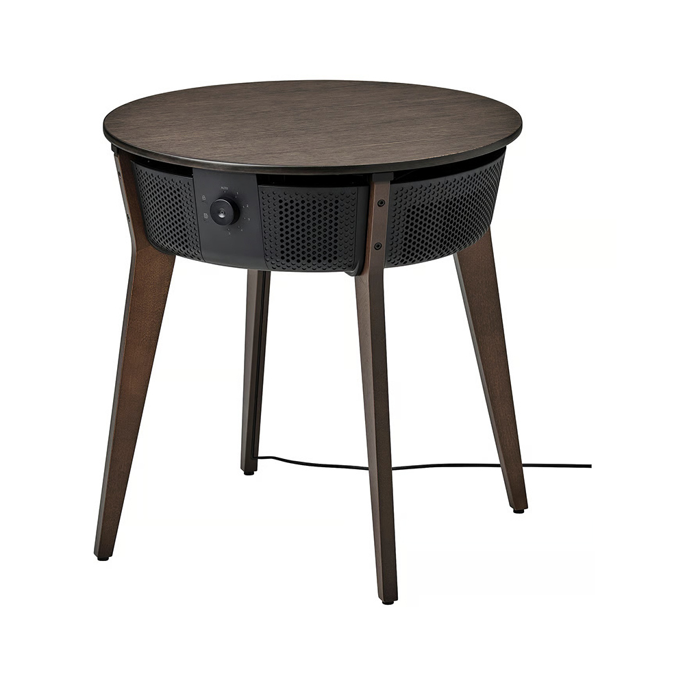 Una mesa auxiliar con purificador de aire que mejora la calidad del aire. Puedes ajustar manualmente la mesa Starkvind.
